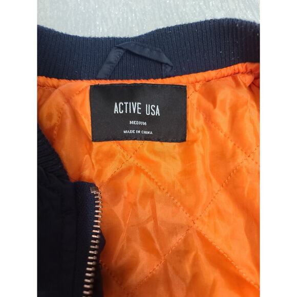 ACTIVE USA women's navy blue bomber jacket Size medium military - Picture 7 of 9